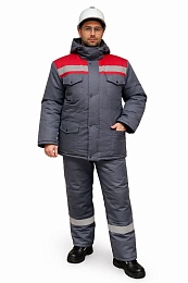 Костюм мужской зимний ОПЗ серый/красный (куртка+полукомбинезон) ЛИКВИДАЦИЯ купить в Красноярске по низкой цене