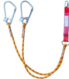 Строп аВд+Кс (исп.3) двойной из каната 2м с амортизатором, с двумя большими монтажными и одним соединительным карабином купить в Красноярске по низкой цене Строп аВд+Кс (исп.3) двойной из каната 2м с амортизатором, с двумя большими монтажными и одним соединительным карабином купить в Красноярске по низкой цене