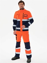 Костюм сигнальный ProfLine Specialist-2 (тк.Смесовая,240) п/к, оранжевый/т.синий купить в Красноярске по низкой цене Костюм сигнальный ProfLine Specialist-2 (тк.Смесовая,240) п/к, оранжевый/т.синий купить в Красноярске по низкой цене