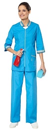 Костюм женский летний ЛАЗУРИТ ярко-голубой (куртка+брюки) купить в Красноярске по низкой цене Костюм женский летний ЛАЗУРИТ ярко-голубой (куртка+брюки) купить в Красноярске по низкой цене