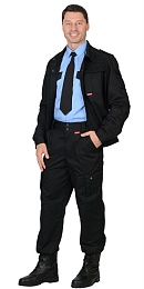 Костюм мужской летний "СИРИУС-ТАЙФУН" смесовая пл. 240 г/м2, черный (куртка+брюки) купить в Красноярске по низкой цене Костюм мужской летний "СИРИУС-ТАЙФУН" смесовая пл. 240 г/м2, черный (куртка+брюки) купить в Красноярске по низкой цене